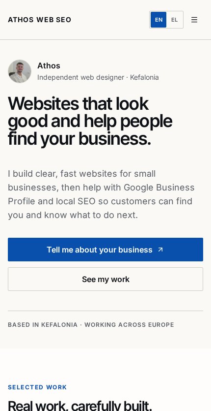 Athos Web SEO mobile website view